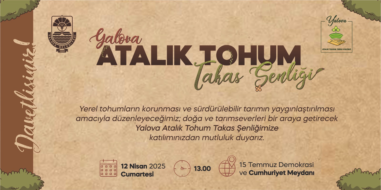 Yalova’da Geleceğe Tohum: 2. Atalık Tohum Takas Festivali Başlıyor!